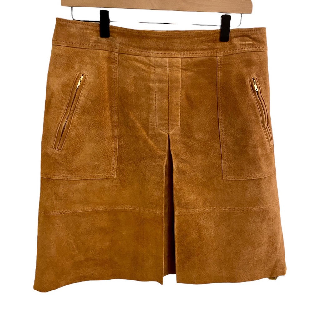 LOFT GENUINE LEATHER SKIRT CAMEL GORGEOUS SIZE 8 $198